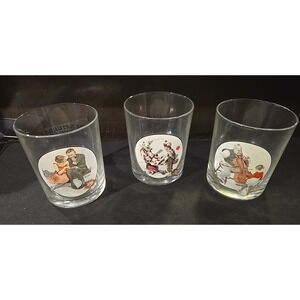 Saturday Evening Post Norman Rockwell Glassware Collection Glasses‎ Set
